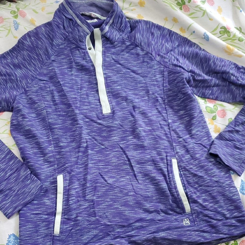 Avalanche Purple Quarter-Snap Pullover Sweater Thumbholes Kangaroo Pouch Pockets